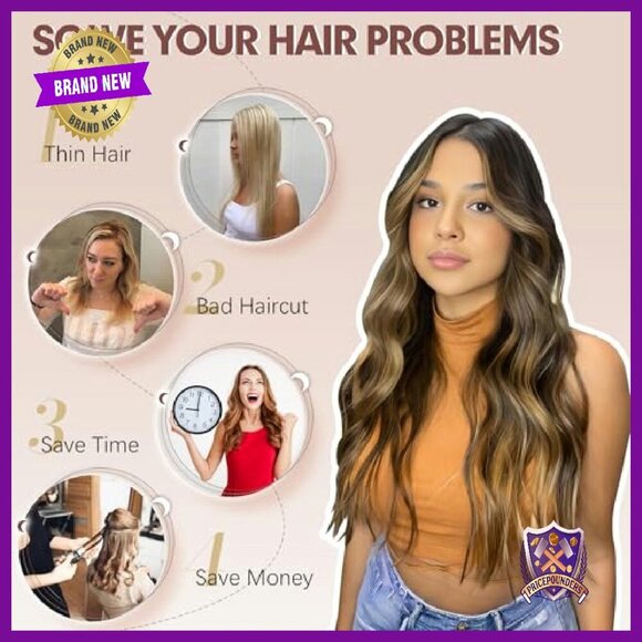 Long Wavy Thick Clip-In Hair Extensions 20 Inch Full Head Synthetic main image 5